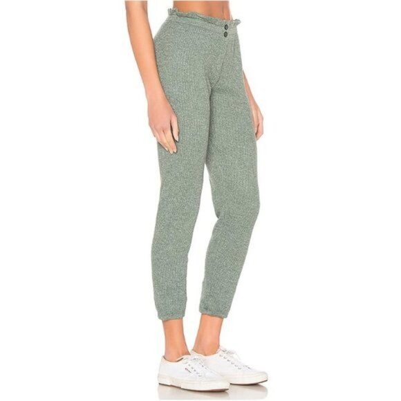 Monrow Cactus Green Thermal Elastic Waist Sweats - Picture 3 of 5